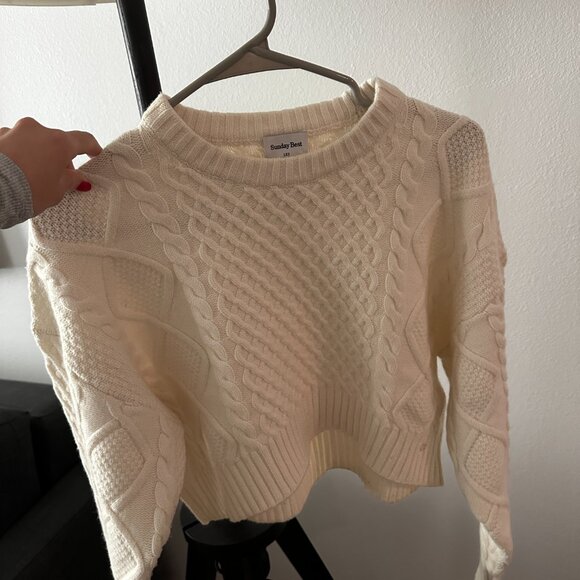 Peggy Cropped Sweater-Merino wool cropped cable-knit sweater - Picture 5 of 5